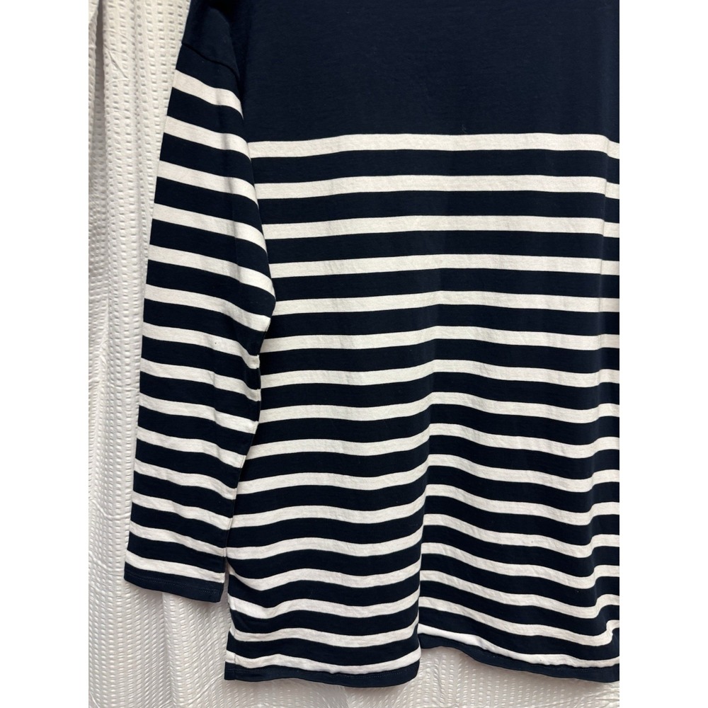 J. Crew‎ Blue White Striped Boat Neck Cotton Tunic Top Size Med Style AE778 - Picture 8 of 9
